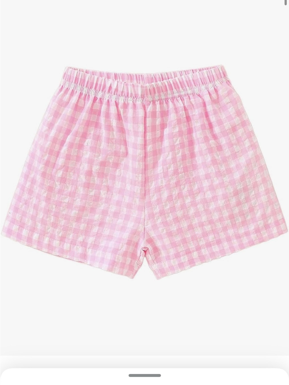 Girls Pink Gingham Plaid Elastic Waist Plaid Boxer Shorts, new with tags
